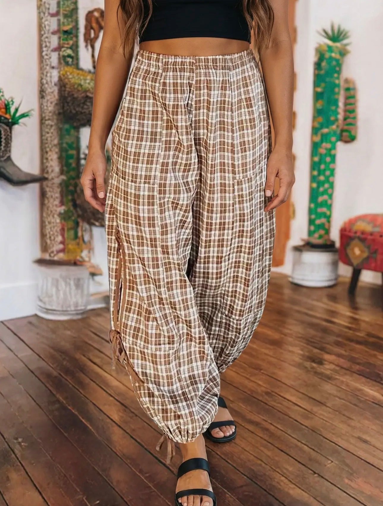 Coffee Run Plaid Joggers